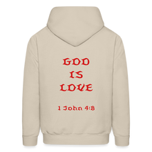 Load image into Gallery viewer, Unisex God is Love Hoodie (Red Letters) - Sand