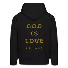 Load image into Gallery viewer, God is Love Gold Letter Hoodie - black