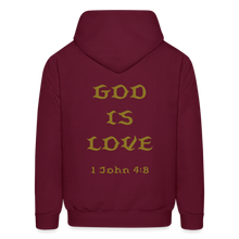 Load image into Gallery viewer, God is Love Gold Letter Hoodie - burgundy