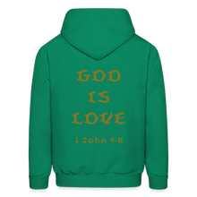 Load image into Gallery viewer, God is Love Gold Letter Hoodie - kelly green