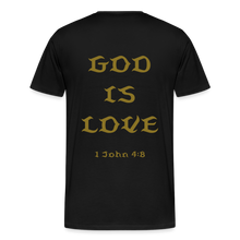 Load image into Gallery viewer, Men's God is Love (Gold Letter) Tee - black