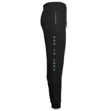 Load image into Gallery viewer, Unisex God is Love Joggers Light Blue Letters - black/asphalt