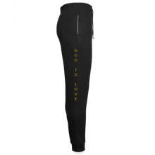 Load image into Gallery viewer, Unisex God is Love Joggers Metallic Gold Letters - black/asphalt
