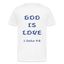 Load image into Gallery viewer, Men&#39;s God is Love (Blue Letter) Tee - white
