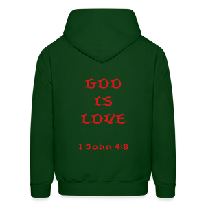 Unisex God is Love Hoodie (Red Letters) - forest green