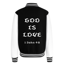 Load image into Gallery viewer, God is Love Heavyweight Letterman Jacket - black/white
