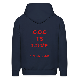 Unisex God is Love Hoodie (Red Letters) - navy