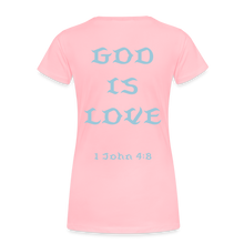 Load image into Gallery viewer, Women&#39;s God is Love (Baby Blue Letter) Tee - pink
