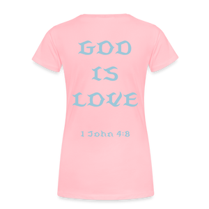 Women's God is Love (Baby Blue Letter) Tee - pink