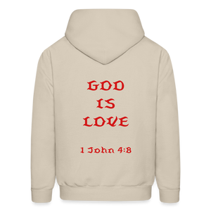 Unisex God is Love Hoodie (Red Letters) - Sand