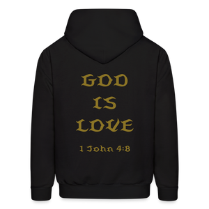 God is Love Gold Letter Hoodie - black