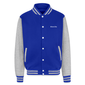 God is Love Heavyweight Letterman Jacket - royal/heather grey