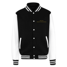 Load image into Gallery viewer, God is Love (Gold Letter) Letterman Jacket Unisex - black/white
