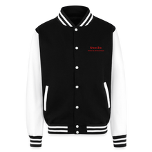 Load image into Gallery viewer, God is Love (Red Letters) Letterman Jacket Unisex - black/white
