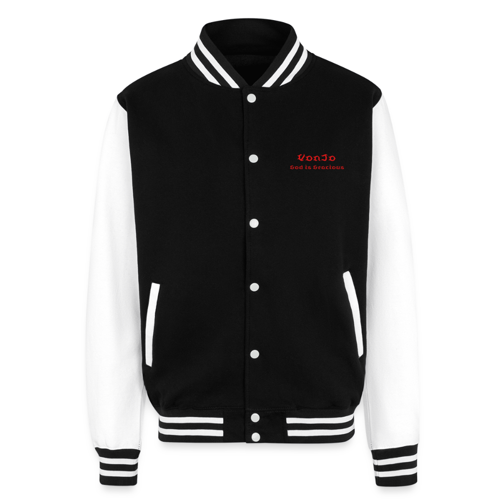 God is Love (Red Letters) Letterman Jacket Unisex - black/white