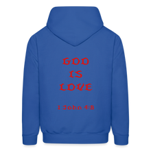 Load image into Gallery viewer, Unisex God is Love Hoodie (Red Letters) - royal blue
