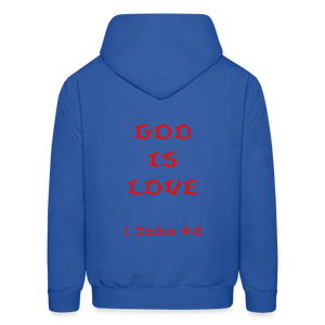 Unisex God is Love Hoodie (Red Letters) - royal blue