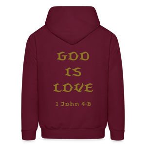 God is Love Gold Letter Hoodie - burgundy