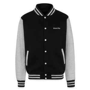 God is Love Heavyweight Letterman Jacket - black/heather grey