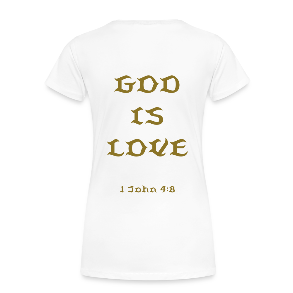 Women’s God is Love (Gold Letter) Tee - white