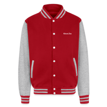 Load image into Gallery viewer, God is Love Heavyweight Letterman Jacket - red/heather grey
