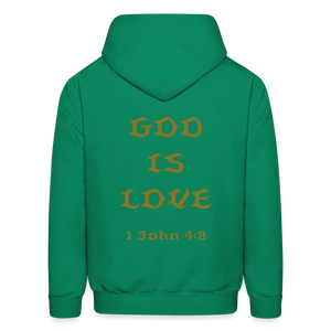 God is Love Gold Letter Hoodie - kelly green