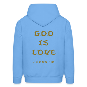 God is Love Gold Letter Hoodie - carolina blue