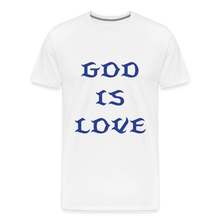 Load image into Gallery viewer, God is Love (Front) Blue Letter Tee - white
