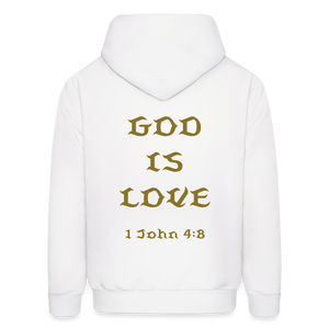 God is Love Gold Letter Hoodie - white