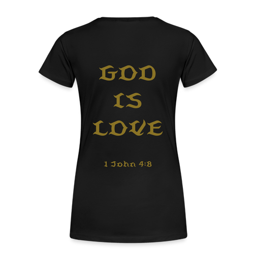 Women’s God is Love (Gold Letter) Tee - black
