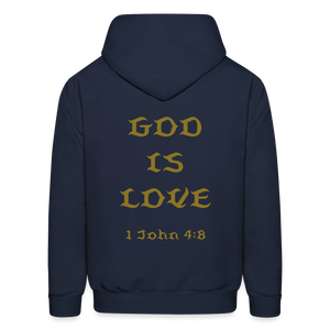 God is Love Gold Letter Hoodie - navy