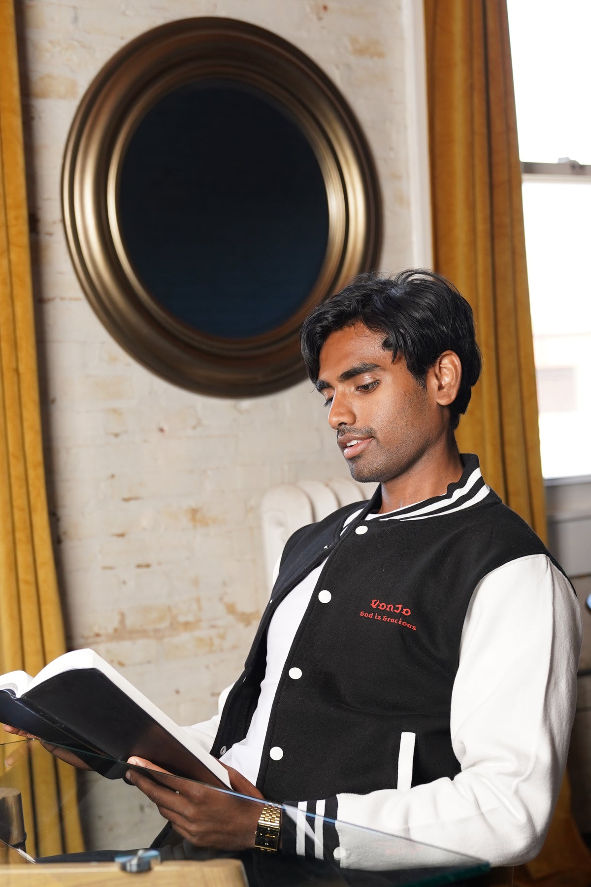 God is Love (Red Letters) Letterman Jacket Unisex