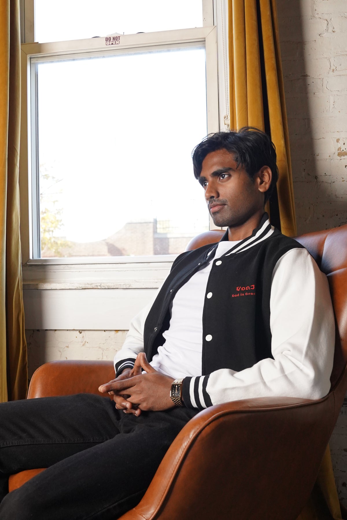 God is Love (Red Letters) Letterman Jacket Unisex