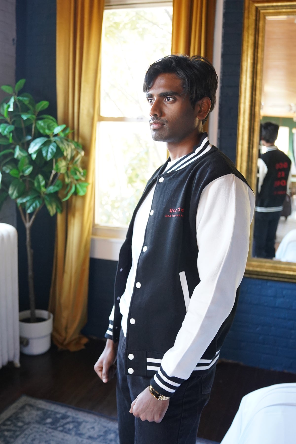 God is Love (Red Letters) Letterman Jacket Unisex